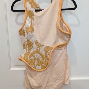 3.1 Phillip Lim Beige and Gold Embroidered Top